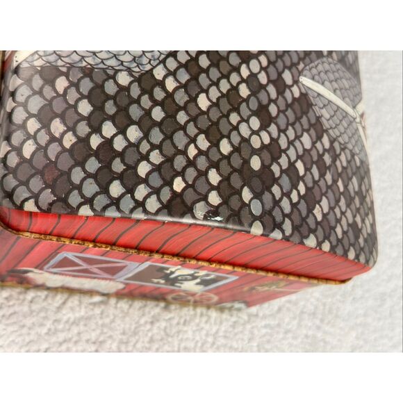 Vintage Tin Litho Barn Farm Animals Storage Box With Lid/Latch - Picture 7 of 15